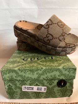 GG Canvas Platform Slide Sandals