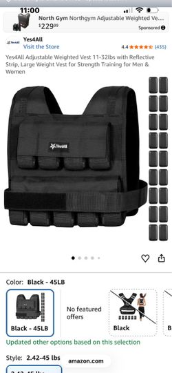 Yes4All Adjustable Weighted Vest 11-32lbs with Reflective Strip, Large Weight Vest for Strength Training for Men & Women
