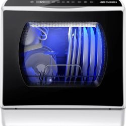 AIRMSEN Portable Countertop Dishwasher 5 Washing Programs Mini Dishwasher TDQR03