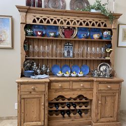 Hutch/sideboard Italian farm style from Pine and Design.  Reclaimed wood with wine rack, 4 drawers and 2 doors. Measurements:  7 feet tall, 74 inches 