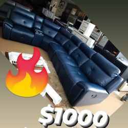 Blue 6PC RECLINING SECTIONAL HURRY WONT LAST 