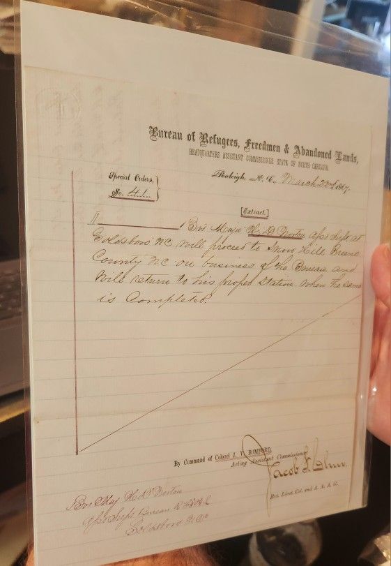 1867 Freedman's Bureau Letter Signed By Cpt Jacob Chur