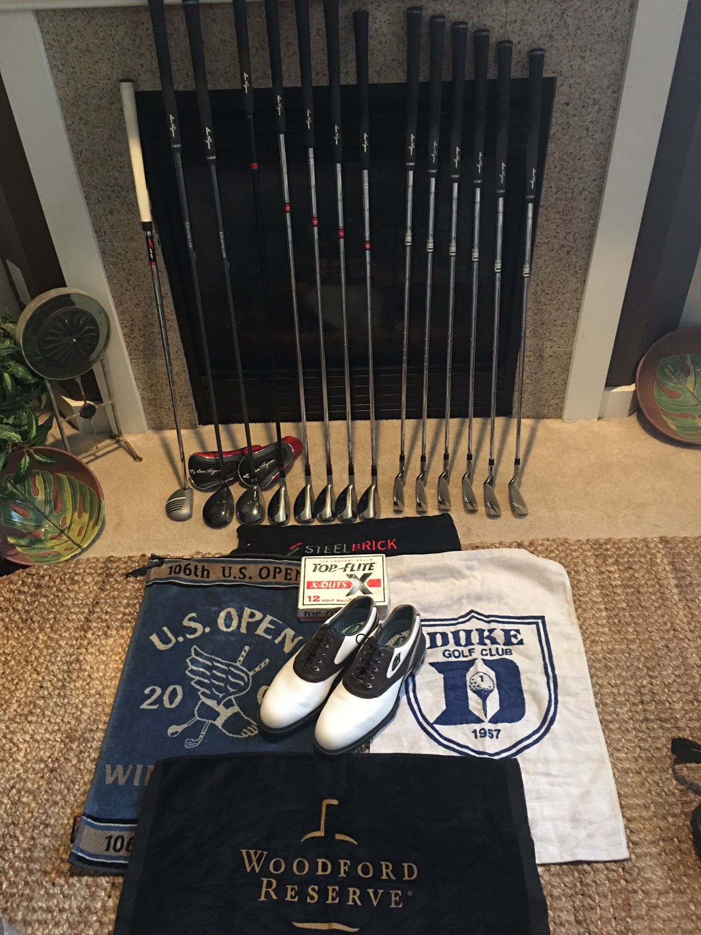 Beautiful Ben Hogan Colonial Irons Drivers And CFT Hybrid Fairway Woods with New Bag Balls Shoes Etc