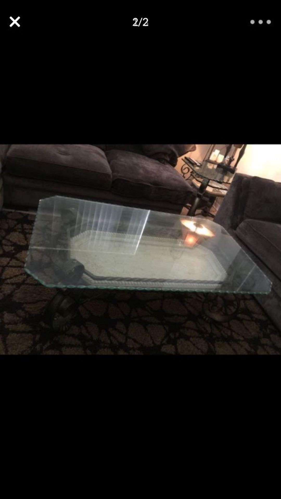 Set of 4 glass tables 1 coffee 2 side and one console table all for 300