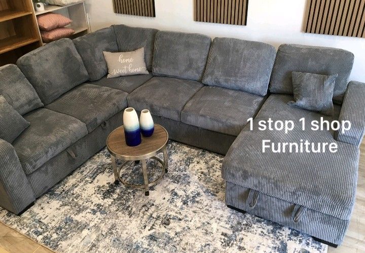 XL Sectional Sofa With Pullout, Extra Storage ✅$659 No Tax