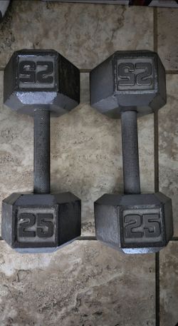 25 lb Cast Iron Hex Dumbbells Pair