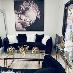 Black And Gold Sofa And Loveseat $50 Down 