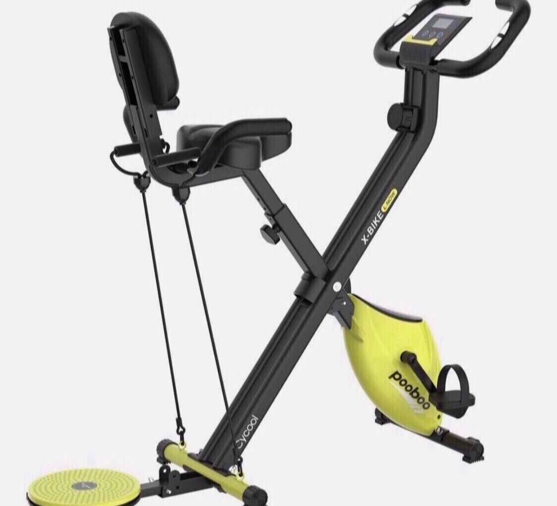 4in1 Folding Exercise Bike Indoor Cycling Bike Stationary Bike Magnetic X Bike