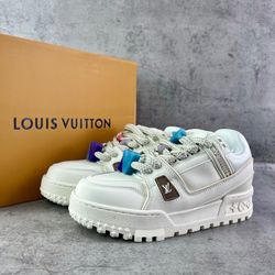 Louis Vuitton LV Trainer Maxi Sneakers – White/Orange – Brand New 