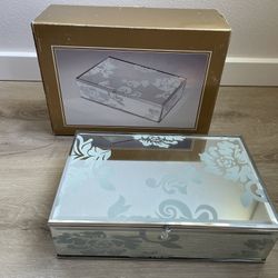 Glam Mirrored Glass Jewelry Box
