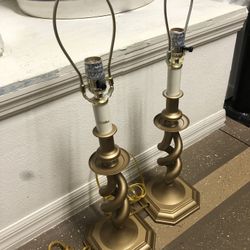 Pair Burnished Gold Lamps