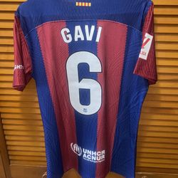 Barcelona Home Player Version Jersey Gavi Large