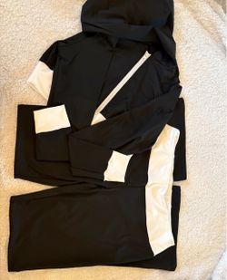 Black and White Two-Piece Tracksuit Set