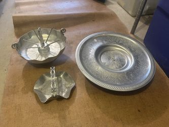 Aluminum Nut Bowl (with Crackers And Picks), Lazy Susan, Petite Nut Dish
