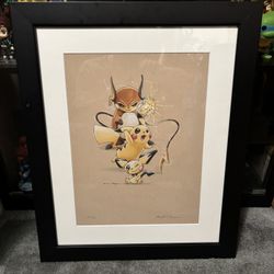 Pokemon Limited Edition Signed Art Print By Kris Kampmann 7/500 Pikachu Pichu Raichu 