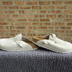 Birkenstock Boston Clog Sandals 40 Women's 9 Men's 7 Antique White 