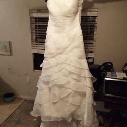 Beaded White Chiffon Wedding Dress