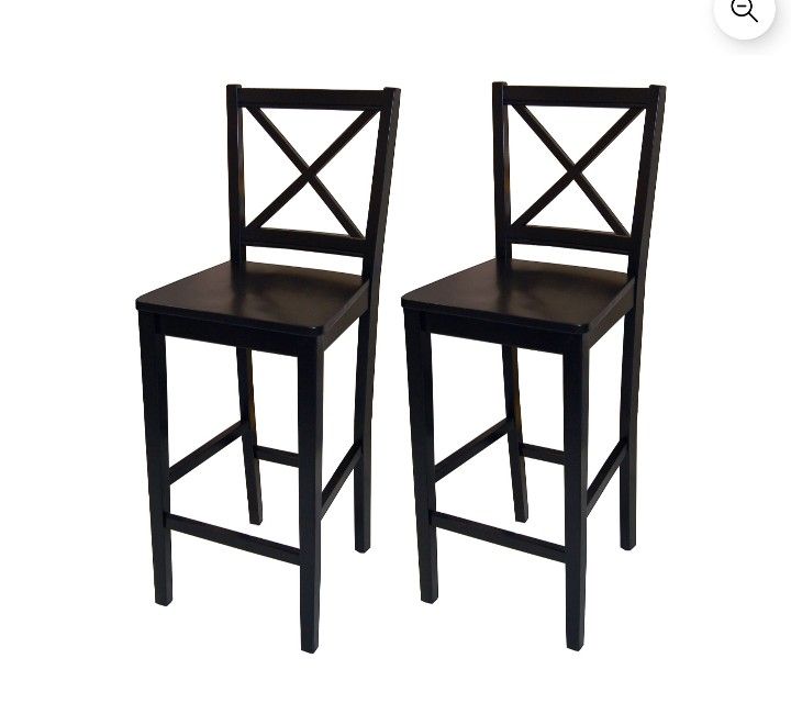 Virginia Cross back 30-inch Bar Stool (Set of 2)- Black
