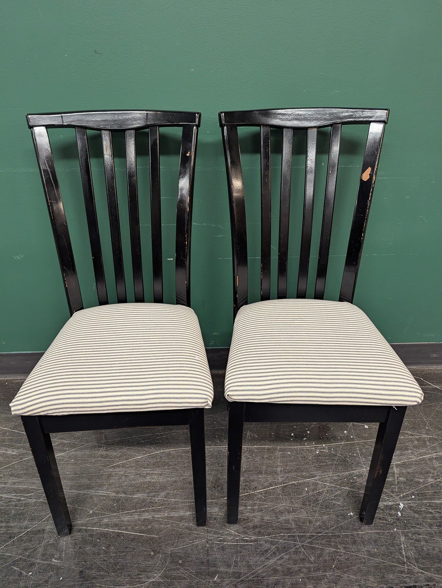 Coaster Fine Furniture Pair of Black Dining Chairs with Striped Cushions