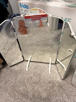 Tri-Fold Vanity Mirror White Frame
