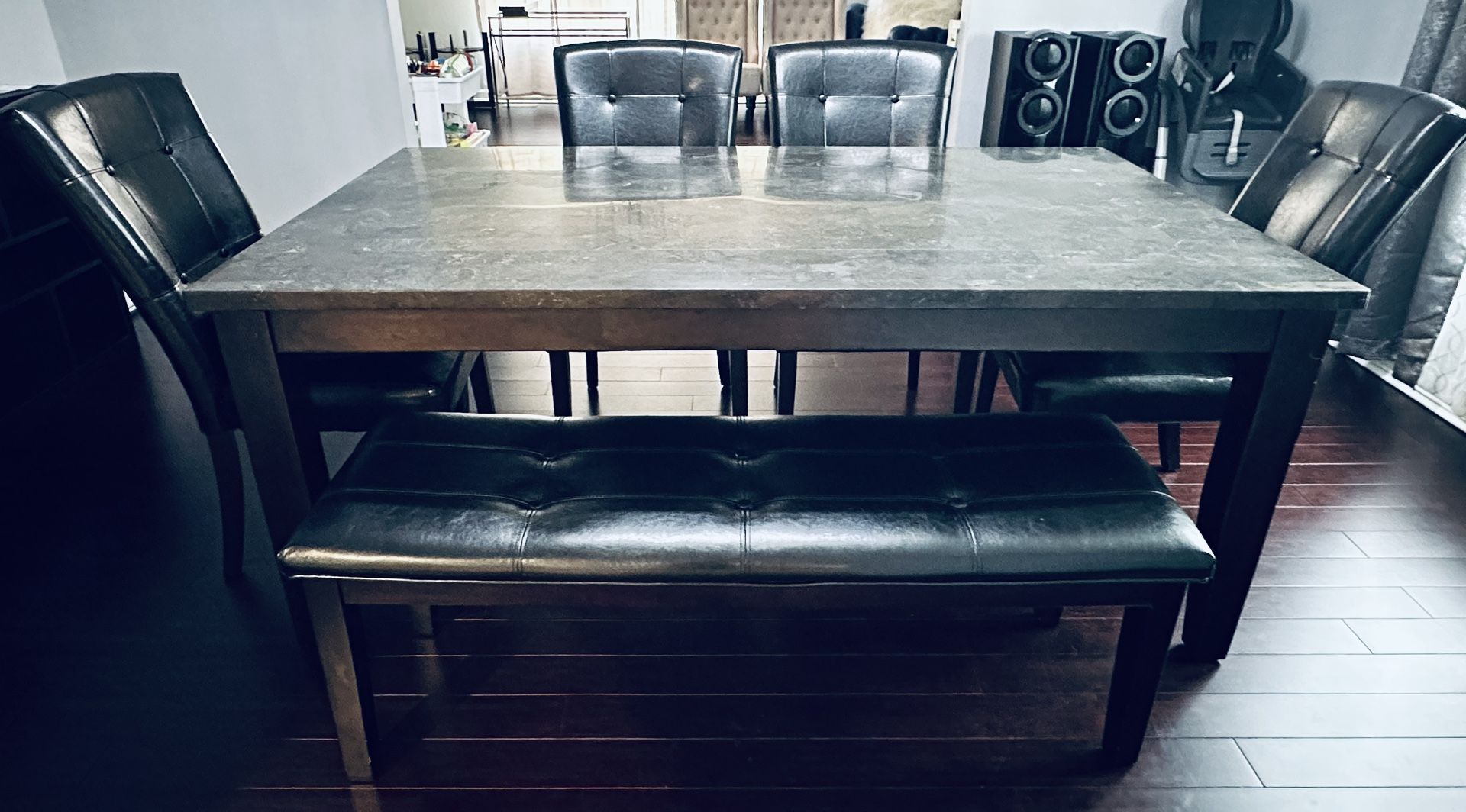 6 pc Dining Table Set With Bench