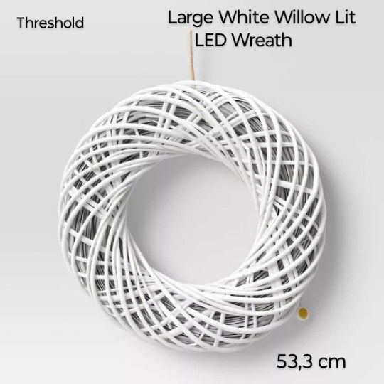 Brand New Willow/Lit LED Wreath White - Threshold