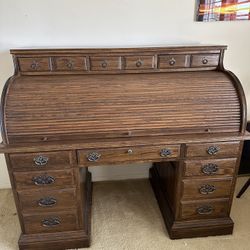 Solid Oak Roll Top Desk