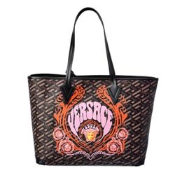 SALE!! Versace La Greca Medusa music logo tote bag w wallet attachment NEW