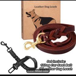 Leather Dog Training Leash 6 Foot - Military Grade Heavy Duty Dog Leash for Large Medium Small Dogs (Brown, M:5/8" x 6ft) 
