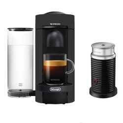Nespresso - VertuoPlus Deluxe Espresso & Coffee Machine -Matte Black - by DeLonghi  & Nespresso Aeroccino 3 Milk Frother, Black, Steel- Brand New 