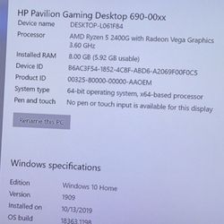 HP PAVILION GAMING DESKTOP 690-00xx