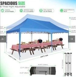 10'x20' Pop Up Canopy Tent, Outdoor Gazebo with Wheeled Bag, for Parties, Weddings