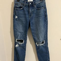 Abercrombie Distressed Boyfriend Mid-Rise Jeans, Size 26/2R