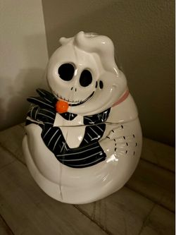 New Disney Nightmare Before Christmas Jack Skellington and Zero Ceramic Cookie Jar Halloween