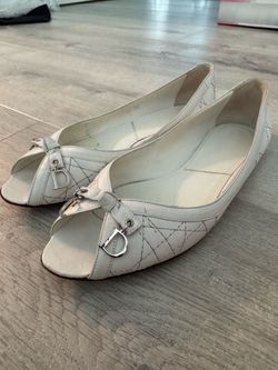 CHRISTIAN  DIOR  Leather   Ballerina Flats  shoes  EU 38, white