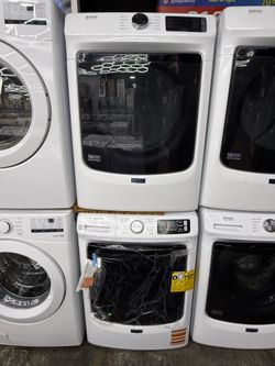 New open box Maytag front load washer and gas dryer set
