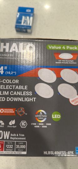 Halo 4" Slim Canless LED Downlight 4 Pack