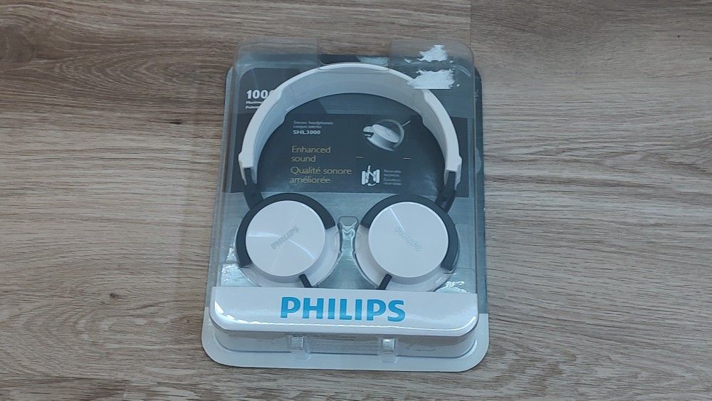 Philips SHL3000 Stereo Headphones Enhanced Sound 1000 mW Maximum Power NIB