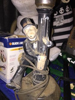 Vintage drunk man on lamp Charlie Chaplin Stan laurel