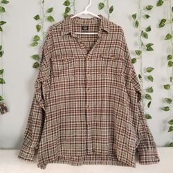 Dockers Mens Large 100% Cotton Plaid Button Down Long Sleeve Shirt 