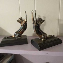 Silver Plated Vintage Cat Bookends