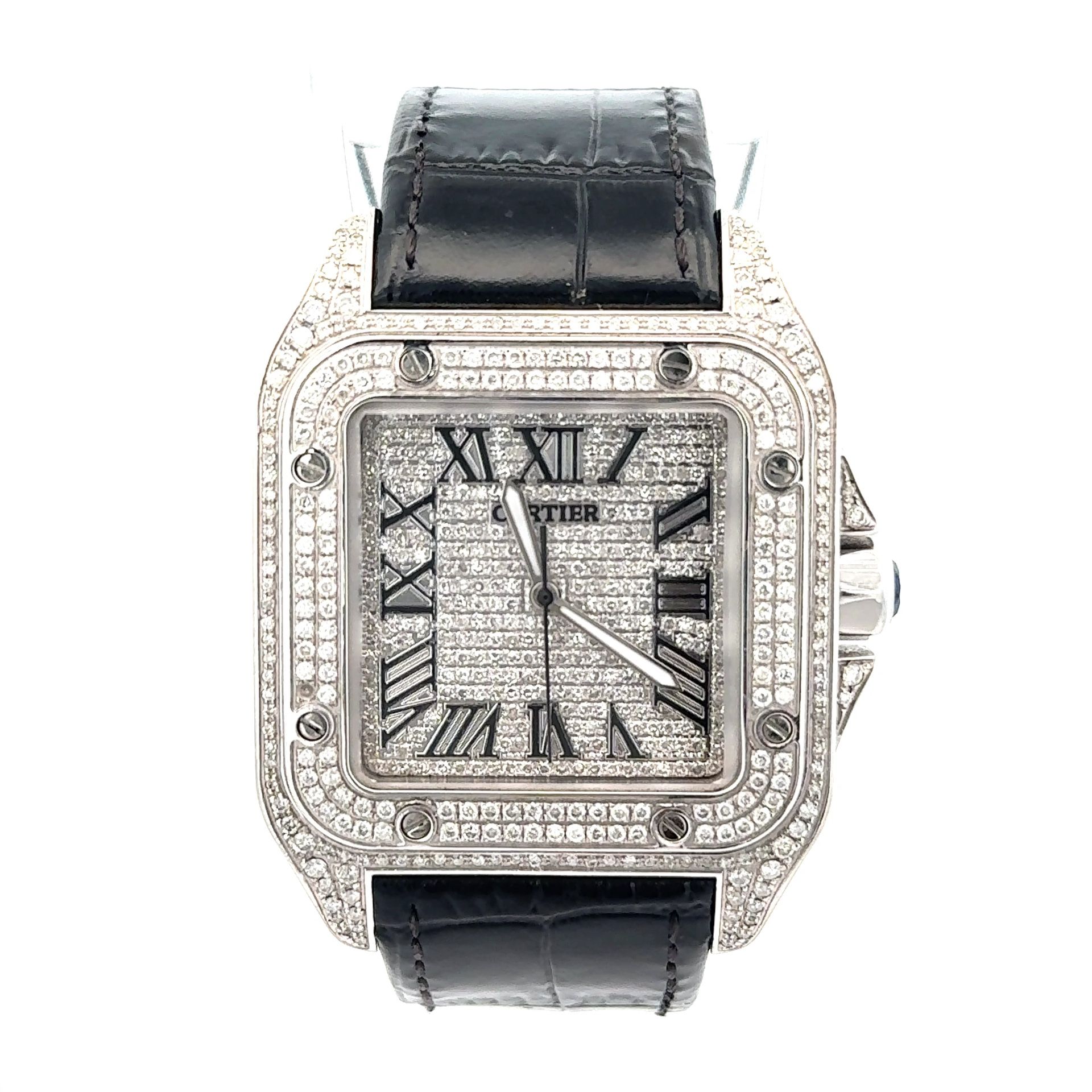 Cartier Santos XL Stainless Steel with Full Diamond VVS1 for Sale in ...