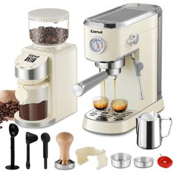 Gevi 20 Bar Espresso Machine with Burr Grinder, Professional Coffee Maker with 35 Precise Grind Settings, Powerful Steam Wand for Cappuccino Latte, Al