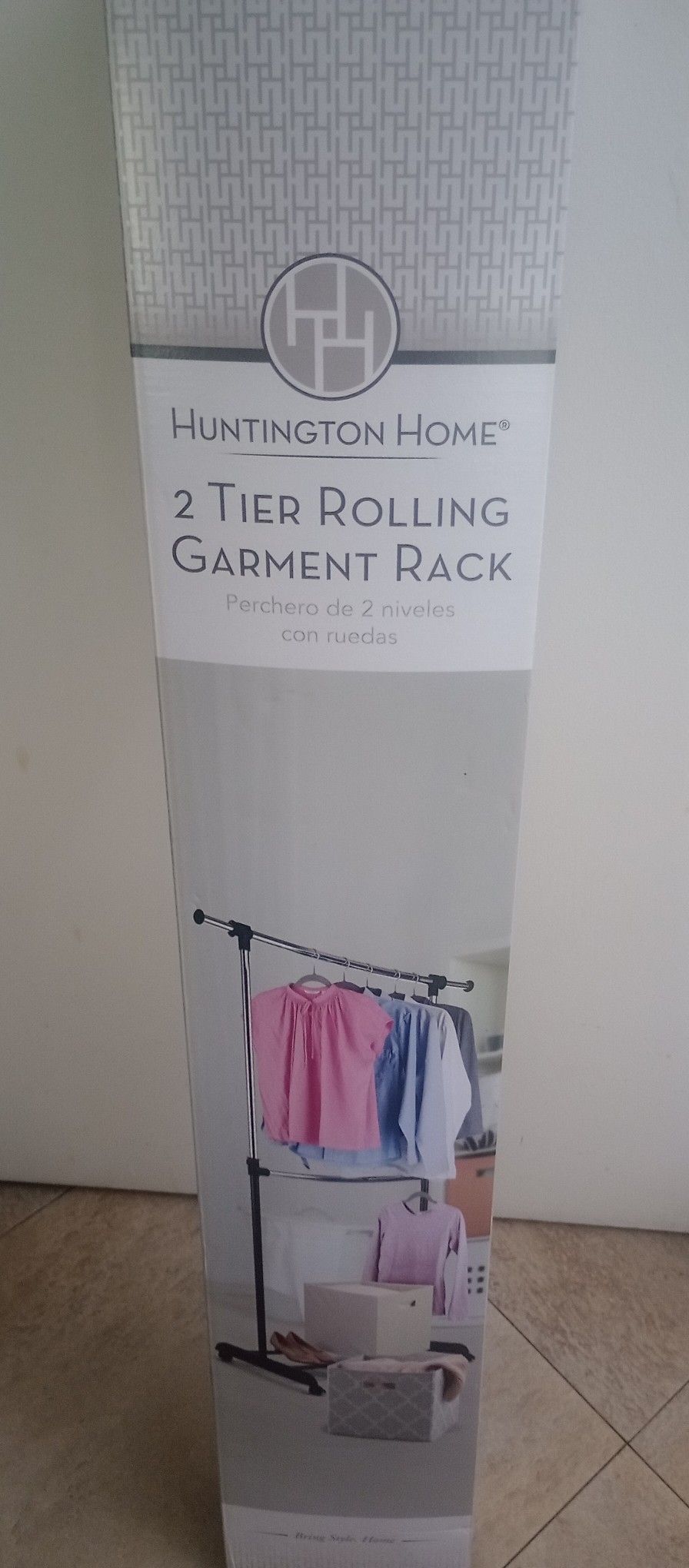 2 Tier Rolling Garment Rack New In Box