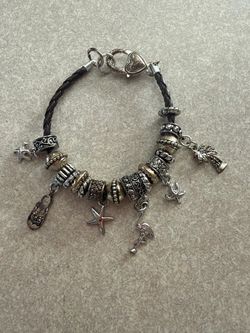 Silver Beach Theme Charm Bracelet