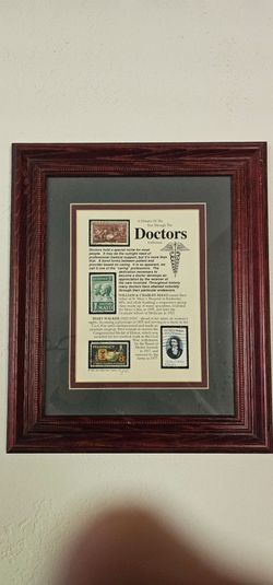 The Stamps Of Medicine Framed Stamp Art Collection 12 1/2” X 11” Excellent Condition