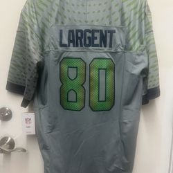 Steve Largent Seattle Seahawks New Alt Grey Jersey Size XL