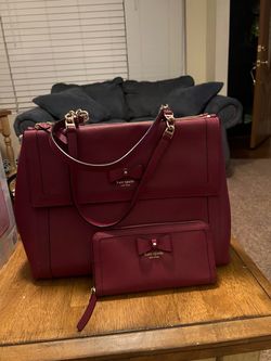 Kate Spade Hazel Court burgundy handbag and wallet NWOT