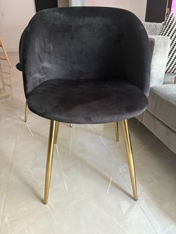 Black Velvet Dining Chair with Gold Legs