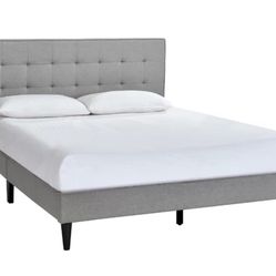 NEW - King Upholstered Bedframe - Light Gray 